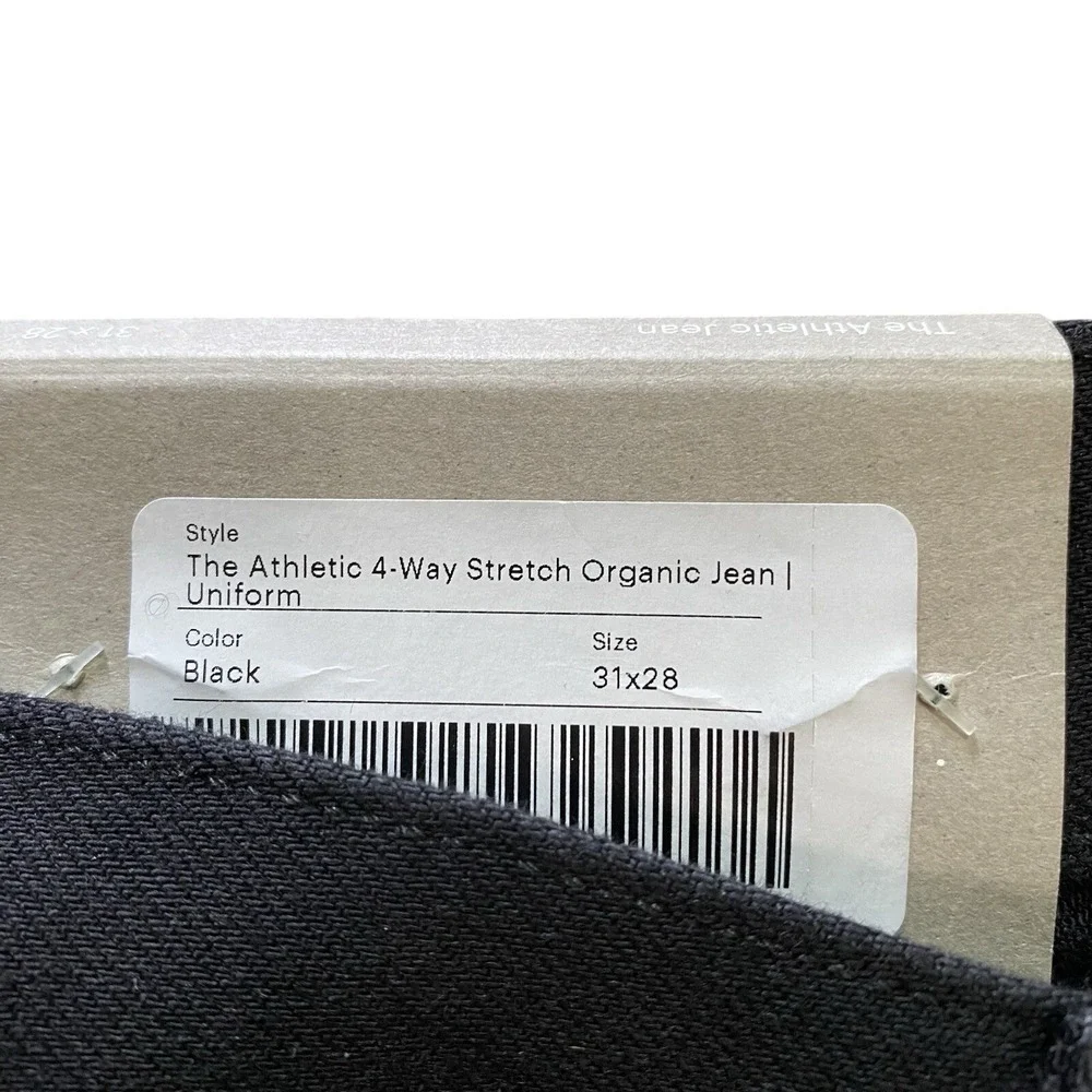 Everlane‎ NWT Men's The Athletic 4-way Stretch Organic Cotton Jean Black 31x28